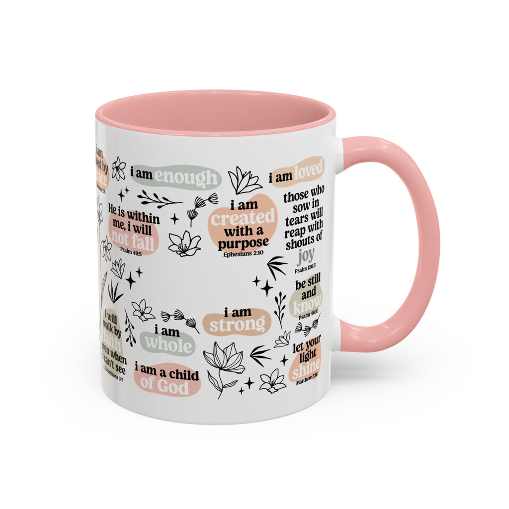 Affirmation Coffee Mug — Floral Inspirational Scripture Quotes (11/15oz)