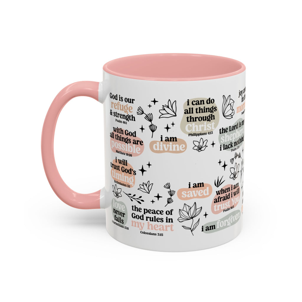 Affirmation Coffee Mug — Floral Inspirational Scripture Quotes (11/15oz)