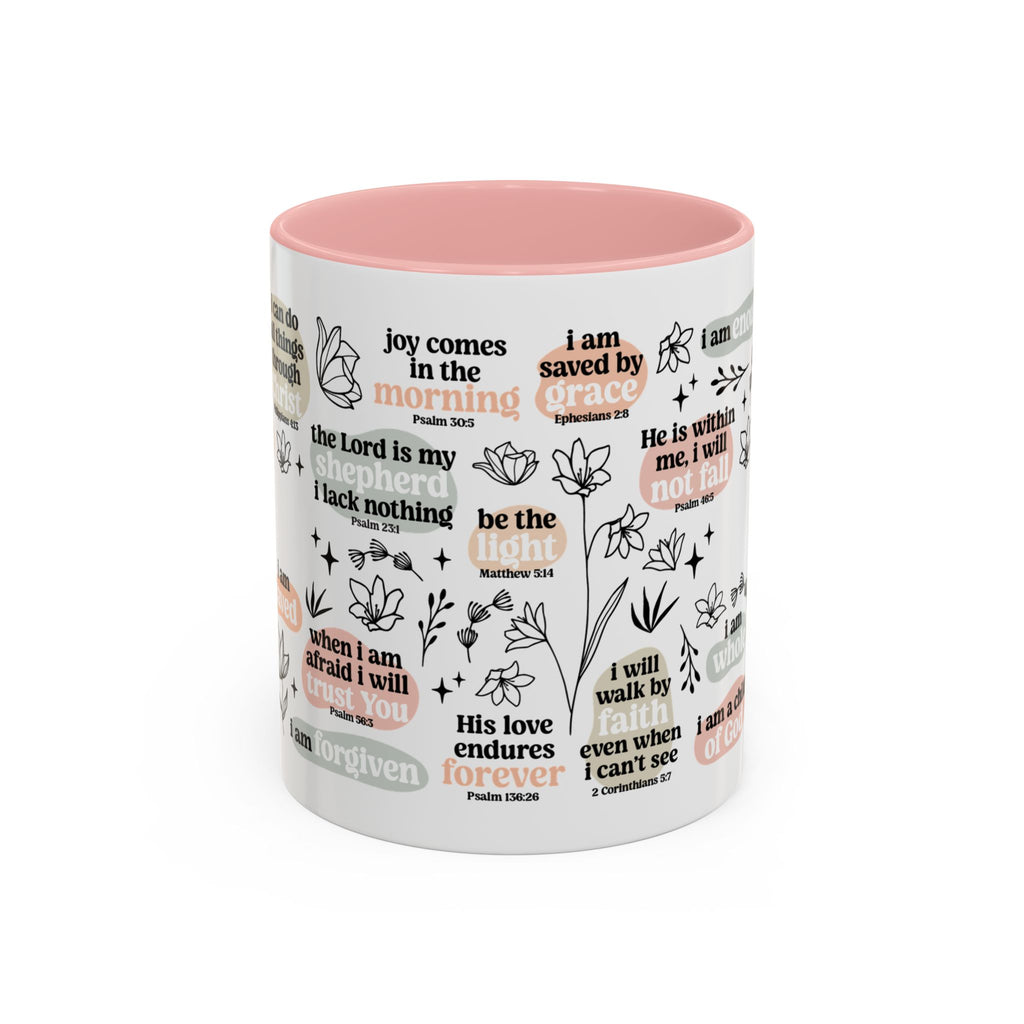 Affirmation Coffee Mug — Floral Inspirational Scripture Quotes (11/15oz)