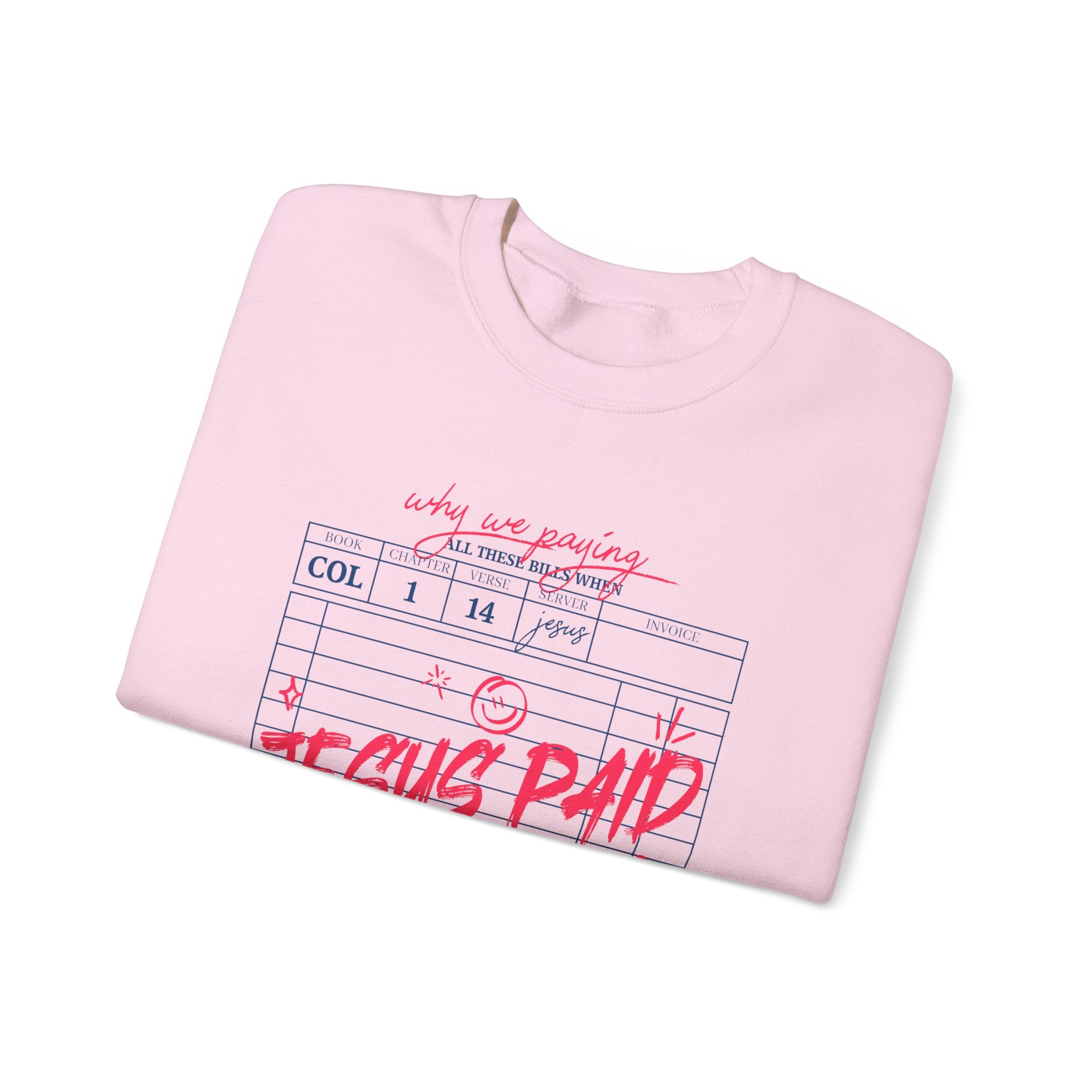 Crewneck Sweatshirt — “Jesus Paid It All” Vintage Receipt Christian Graphic